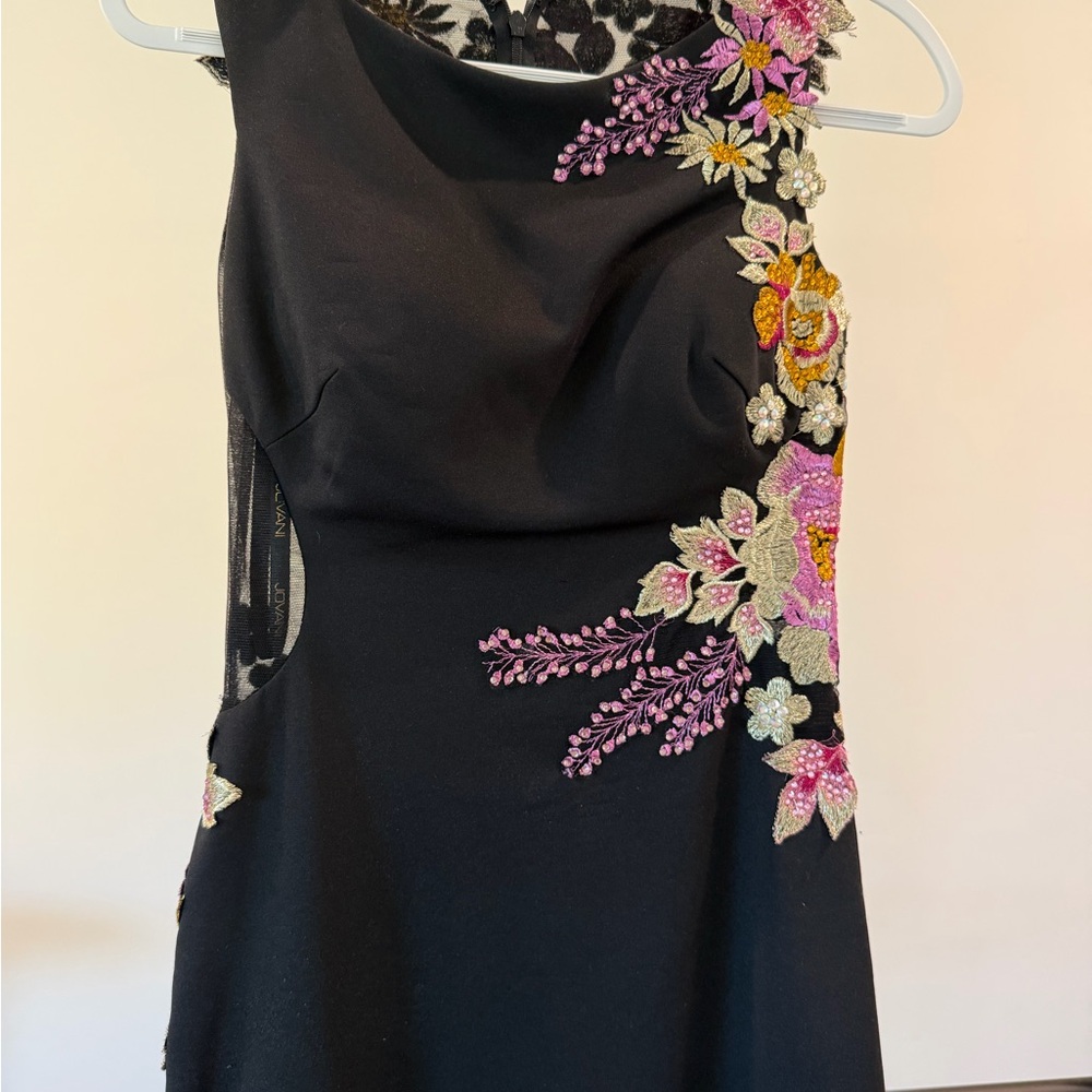 Jovani Black Floral Embroidered Gown 33679 in size 0 (good for 5’2-5’4”)